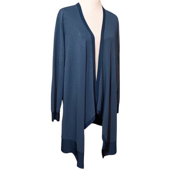 NEW CHICO'S 3 Long Cardigan Sweater Topper Duster XL SOFT Blue Office Career - Picture 1 of 14